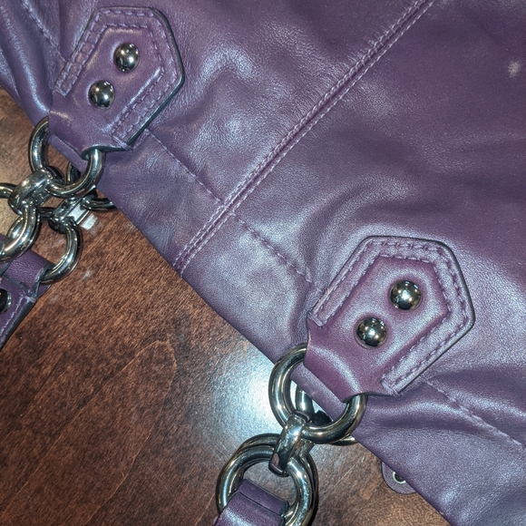 Coach Ashley Pleated Satchel in Purple Leather - Picture 4 of 16